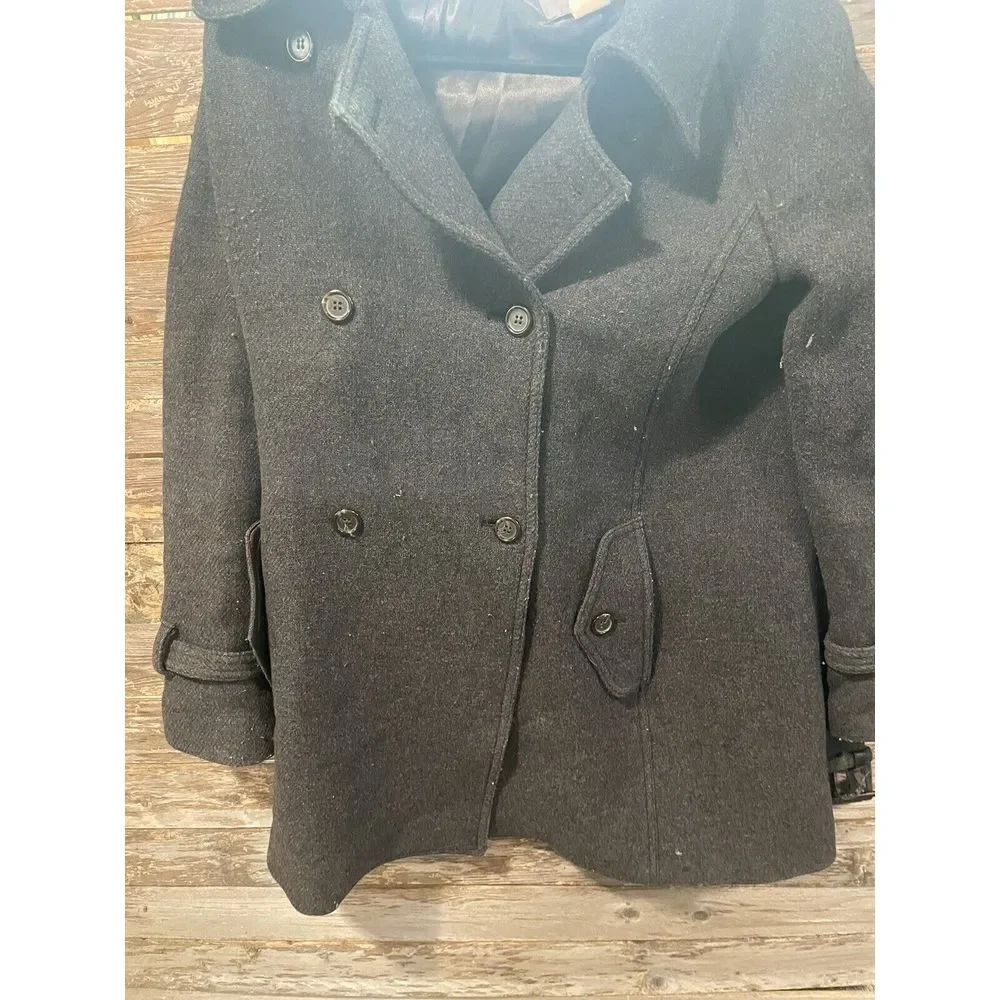 J Crew Majesty Peacoat Gray Wool Blend Stadium Cloth Nello Gori Size 10 - Picture 2 of 13